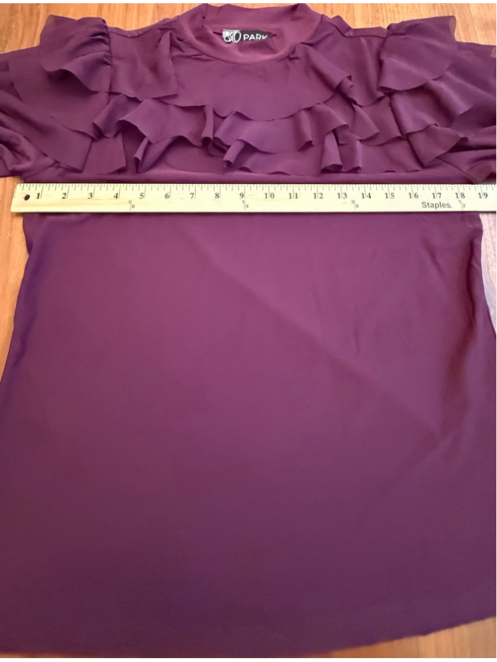 80 Park Burgundy Ruffle Blouse Size M NWT - Picture 11 of 12